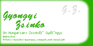 gyongyi zsinko business card